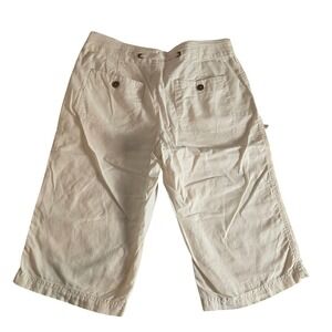 Sonoma Life Style Womens Capri Pants White Size 8 Linen Cotton Blend Drawstring